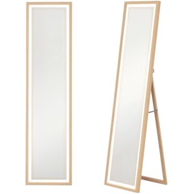 HOMCOM Grand Miroir Pleine Longueur 40x160cm Éclairage LED 3 Couleurs Chêne - Publicité HOMCOM Grand Miroir Pleine Longueur 40x160cm Éclairage LED 3 Couleurs Chêne - Publicité