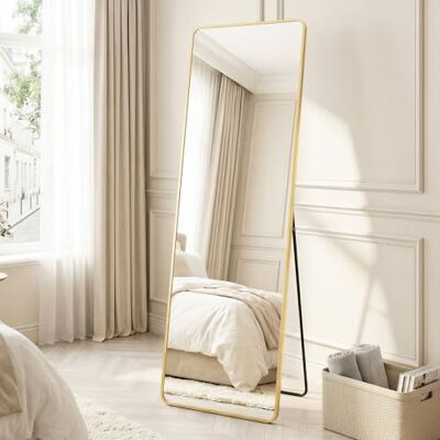 SONGMICS Miroir Intégral, Cadre en Alliage d’Aluminium, 150 x 40 cm Miroir Rectangulaire sur Pied, Poser au Sol, Verre Trempé, Coins Arrondis, Doré Clair, Collection BERIT LFM034AB01 - Publicité SONGMICS Miroir Intégral, Cadre en Alliage d’Aluminium, 150 x 40 cm Miroir Rectangulaire sur Pied, Poser au Sol, Verre Trempé, Coins Arrondis, Doré Clair, Collection BERIT LFM034AB01 - Publicité