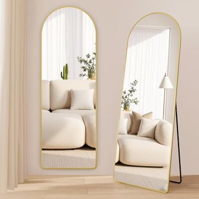 SONGMICS Miroir Intégral, Miroir Arqué sur Pied, à Poser au Sol, Cadre en Alliage d’Aluminium, Verre Trempé, pour Chambre, Salon, Dressing, Coins Arrondis, 160 x 50 cm, Doré Clair LFM051AB01 - Publicité SONGMICS Miroir Intégral, Miroir Arqué sur Pied, à Poser au Sol, Cadre en Alliage d’Aluminium, Verre Trempé, pour Chambre, Salon, Dressing, Coins Arrondis, 160 x 50 cm, Doré Clair LFM051AB01 - Publicité