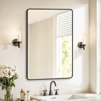 SONGMICS Miroir Salle de Bain, Miroir Mural Rectangulaire, Cadre en Aluminium, 91 x 61 cm, avec Film de Sécurité, 2 Options de Suspension, pour Salon, Chambre, Salle de Bain, Noir d’Encre LWM010BD01 - Publicité SONGMICS Miroir Salle de Bain, Miroir Mural Rectangulaire, Cadre en Aluminium, 91 x 61 cm, avec Film de Sécurité, 2 Options de Suspension, pour Salon, Chambre, Salle de Bain, Noir d’Encre LWM010BD01 - Publicité