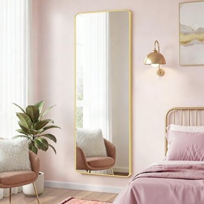 SONGMICS Miroir Intégral Suspendu, 120 x 40 cm, Miroir Rectangulaire, Cadre en Alliage d'Aluminium, Verre Trempé, pour Chambre, Salon, Dressing, Doré Clair LFM032AB01 - Publicité SONGMICS Miroir Intégral Suspendu, 120 x 40 cm, Miroir Rectangulaire, Cadre en Alliage d'Aluminium, Verre Trempé, pour Chambre, Salon, Dressing, Doré Clair LFM032AB01 - Publicité