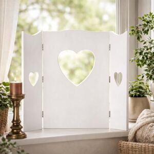 DRULINE Décoration de fenêtre Paravent avec motif cœur Style shabby 58cm Blanc - Publicité DRULINE Décoration de fenêtre Paravent avec motif cœur Style shabby 58cm Blanc - Publicité