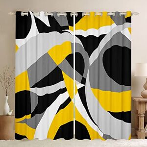 Homemissing Rideaux occultants jaunes géométriques jaunes gris et noirs à rayures géométriques tourbillons – Rideaux occultants à motif géométrique tourbillon – Habillages de fenêtre de luxe modernes – 132 x 228 - Publicité Homemissing Rideaux occultants jaunes géométriques jaunes gris et noirs à rayures géométriques tourbillons – Rideaux occultants à motif géométrique tourbillon – Habillages de fenêtre de luxe modernes – 132 x 228 - Publicité