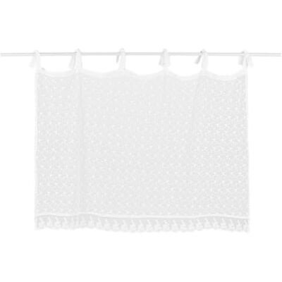 Loberon Auradé Brise-bise Tissu de Coton Laissant Passer la lumière Broderie Florale Ton sur Ton, Blanc - Publicité Loberon Auradé Brise-bise Tissu de Coton Laissant Passer la lumière Broderie Florale Ton sur Ton, Blanc - Publicité