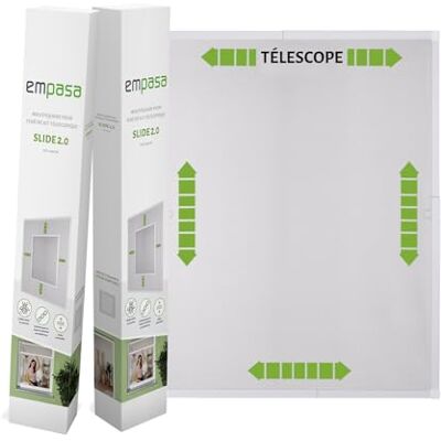 empasa Moustiquaire Kit télescopique SLIDE 2.0 pour fenêtres sans sciage Cadre télescopique extensible en aluminium Moustiquaire anti-insectes 120 x 140 cm, Couleur : blanc - Publicité empasa Moustiquaire Kit télescopique SLIDE 2.0 pour fenêtres sans sciage Cadre télescopique extensible en aluminium Moustiquaire anti-insectes 120 x 140 cm, Couleur : blanc - Publicité