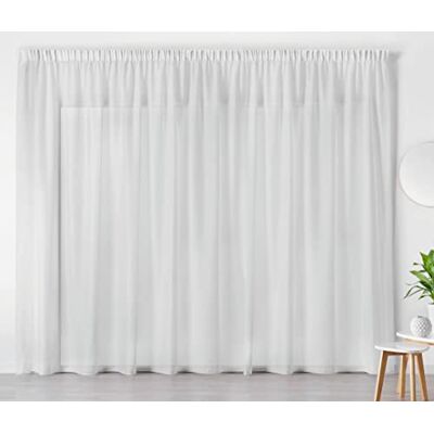 LINDER Rideaux Voilage d'intérieur prêt-à-Poser Transparent élégant pour Fenêtre Polyester Lin Blanc Finition Galon Fronceur Dimensions 240 x 240 cm idéal Salon Chambre Cuisine - Publicité LINDER Rideaux Voilage d'intérieur prêt-à-Poser Transparent élégant pour Fenêtre Polyester Lin Blanc Finition Galon Fronceur Dimensions 240 x 240 cm idéal Salon Chambre Cuisine - Publicité