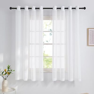 NICETOWN Rideaux Voilages Blanc Lot de 2, 140x145cm (Largeur x Hauteur) à Oeillets, Semi-Transparent Lumineux pour Cuisine Chambre Maison, Décoration Fenêtre - Publicité NICETOWN Rideaux Voilages Blanc Lot de 2, 140x145cm (Largeur x Hauteur) à Oeillets, Semi-Transparent Lumineux pour Cuisine Chambre Maison, Décoration Fenêtre - Publicité