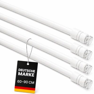 Bestlivings Tringle à Rideaux 4 pièces (Blanche) sans perçage, Installation Facile, Tringle escamotable pour Serrage 60-90 cm - Publicité Bestlivings Tringle à Rideaux 4 pièces (Blanche) sans perçage, Installation Facile, Tringle escamotable pour Serrage 60-90 cm - Publicité