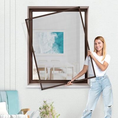 jarolift Moustiquaire avec cadre SlimLine pour fenêtre 110 x 150cm marron - Publicité jarolift Moustiquaire avec cadre SlimLine pour fenêtre 110 x 150cm marron - Publicité