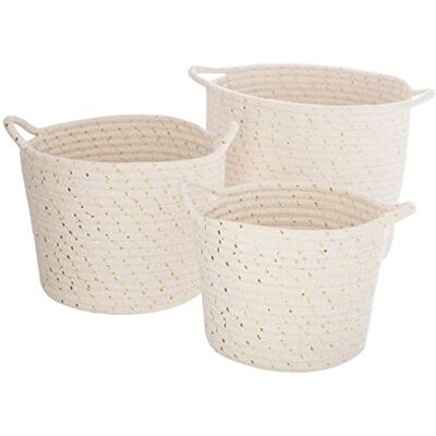ATMOSPHERA CREATEUR D'INTERIEUR Atmosphera Set de 3 paniers à anses enfantLurex Blanc - Publicité ATMOSPHERA CREATEUR D'INTERIEUR Atmosphera Set de 3 paniers à anses enfantLurex Blanc - Publicité