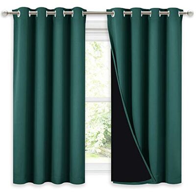 NICETOWN Rideau 100% occultant avec Doublure Noire, Isolation Thermique, Double Couche, draperie de Petite fenêtre pour rafraîchir la pièce pour Salle à Manger (Vert Chasseur, 1 Panneau, 132,1 cm de - Publicité NICETOWN Rideau 100% occultant avec Doublure Noire, Isolation Thermique, Double Couche, draperie de Petite fenêtre pour rafraîchir la pièce pour Salle à Manger (Vert Chasseur, 1 Panneau, 132,1 cm de - Publicité