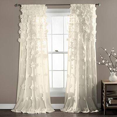 Lush Decor Riley Window Curtain, 84 by 54-inch, Ivory - Publicité Lush Decor Riley Window Curtain, 84 by 54-inch, Ivory - Publicité