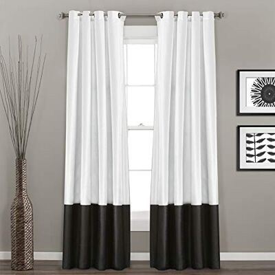 Lush Decor Prima Rideaux de fenêtre Gris pour Salon, Salle à Manger, Chambre à Coucher (Paire), 137,2 x 213,4 cm, 137,2 x 213,4 cm (l x L), Blanc et Noir - Publicité Lush Decor Prima Rideaux de fenêtre Gris pour Salon, Salle à Manger, Chambre à Coucher (Paire), 137,2 x 213,4 cm, 137,2 x 213,4 cm (l x L), Blanc et Noir - Publicité