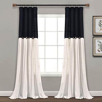 Lush Decor Rideau de fenêtre en Lin à Boutons 239 x 101 cm Noir et Blanc - Publicité Lush Decor Rideau de fenêtre en Lin à Boutons 239 x 101 cm Noir et Blanc - Publicité