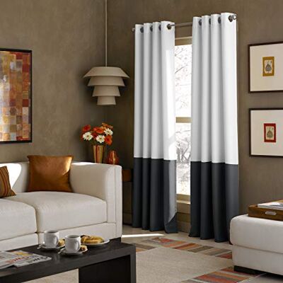Curtainworks Rideaux à œillets Kendall Unicolore., Blanc/Gris foncé, 95 inch - Publicité Curtainworks Rideaux à œillets Kendall Unicolore., Blanc/Gris foncé, 95 inch - Publicité