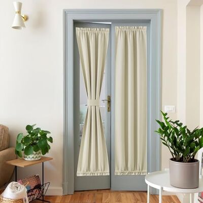 NICETOWN Rideaux de porte en imitation lin Panneau de rideau occultant à isolation thermique pour fenêtre de style français avec embrasse pour salon/salle de classe (63,5 x 182,9 cm, beige, 1 - Publicité NICETOWN Rideaux de porte en imitation lin Panneau de rideau occultant à isolation thermique pour fenêtre de style français avec embrasse pour salon/salle de classe (63,5 x 182,9 cm, beige, 1 - Publicité