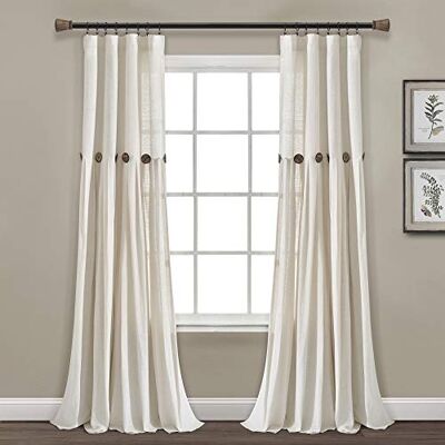 Lush Decor Rideau de fenêtre en Lin à Boutons Blanc cassé 101,6 x 241,3 cm - Publicité Lush Decor Rideau de fenêtre en Lin à Boutons Blanc cassé 101,6 x 241,3 cm - Publicité