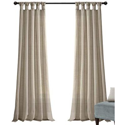 Lush Decor Paire de Rideaux de fenêtre noués en Toile de Jute avec Passants 114,3 cm de Large x 241,3 cm de Long Lin foncé - Publicité Lush Decor Paire de Rideaux de fenêtre noués en Toile de Jute avec Passants 114,3 cm de Large x 241,3 cm de Long Lin foncé - Publicité