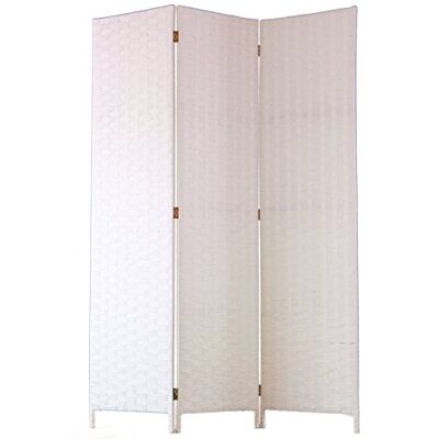 PEGANE Paravent de 3 pans tressé en Fibres Naturelles Coloris Blanc Dim : H180 x L135 cm - Publicité PEGANE Paravent de 3 pans tressé en Fibres Naturelles Coloris Blanc Dim : H180 x L135 cm - Publicité