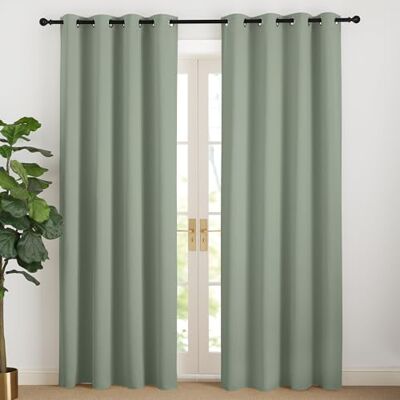 NICETOWN Rideaux Thermique de Fenêtre Draperies à Oeillets Lumineux Bloquer Anti UV pour Decoration Maison Chambre, 140 cm Largeur sur 200 Hauteur, Sauge Vert, 2 Pièces - Publicité NICETOWN Rideaux Thermique de Fenêtre Draperies à Oeillets Lumineux Bloquer Anti UV pour Decoration Maison Chambre, 140 cm Largeur sur 200 Hauteur, Sauge Vert, 2 Pièces - Publicité