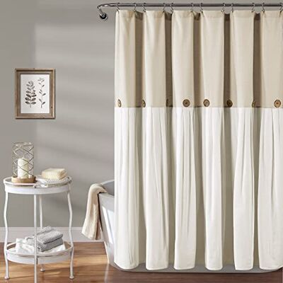 Rideau de Douche en Lin LUSH DECOR - 72 x 72 pouces - Détails de boutons - Publicité Rideau de Douche en Lin LUSH DECOR - 72 x 72 pouces - Détails de boutons - Publicité