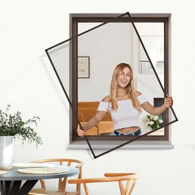 jarolift Moustiquaire De Fenêtre Profi Line, Moustiquaire À Cadre Tendu En Aluminium, Individuellement Découpable, 80cm x 150cm, Couleur Du Cadre: Marron - Publicité jarolift Moustiquaire De Fenêtre Profi Line, Moustiquaire À Cadre Tendu En Aluminium, Individuellement Découpable, 80cm x 150cm, Couleur Du Cadre: Marron - Publicité