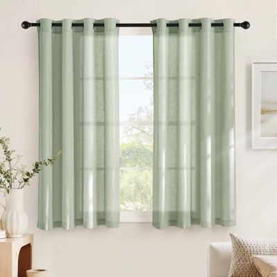 NICETOWN Rideau Voilage Lin Rideaux en Lin Draperies Filtre de Lumière Décoration de Fenetre Maison Chambre Cuisine avec Oeillets, L140xH145cm, Lot de 2, Vert-Gris - Publicité NICETOWN Rideau Voilage Lin Rideaux en Lin Draperies Filtre de Lumière Décoration de Fenetre Maison Chambre Cuisine avec Oeillets, L140xH145cm, Lot de 2, Vert-Gris - Publicité