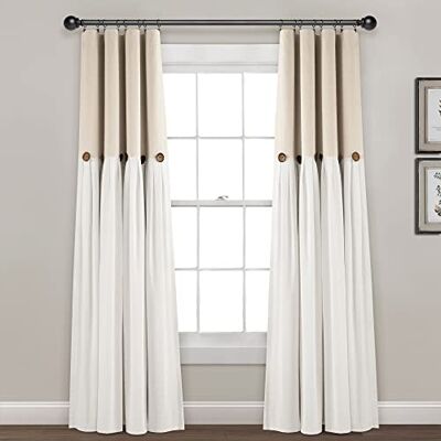 Lush Decor Panneau de Rideau de fenêtre en Lin 100% doublé, 101,6 x 213,4 cm (l x L), Lin – Rideaux occultants à Blocs de Couleurs – Rideaux de Style Rustique pour Chambre à Coucher, Salon et Salle à - Publicité Lush Decor Panneau de Rideau de fenêtre en Lin 100% doublé, 101,6 x 213,4 cm (l x L), Lin – Rideaux occultants à Blocs de Couleurs – Rideaux de Style Rustique pour Chambre à Coucher, Salon et Salle à - Publicité