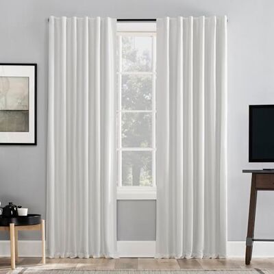 Sun Greyson Panneau de Rideau Thermique en Imitation Soie Dupioni avec Pattes arrière, 127 x 213,4 cm, Blanc Perle - Publicité Sun Greyson Panneau de Rideau Thermique en Imitation Soie Dupioni avec Pattes arrière, 127 x 213,4 cm, Blanc Perle - Publicité