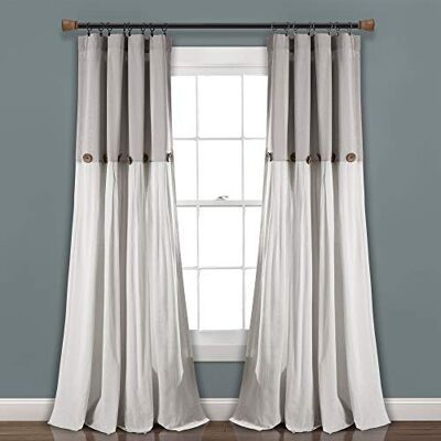 Lush Decor Panneau de Rideau de fenêtre à Boutons en Lin, Simple, 101,6 x 241,3 cm (l x L), Gris et Blanc – Rideaux de Campagne – Décor Rustique – Rideaux de Ferme Modernes à Blocs de Couleurs pour - Publicité Lush Decor Panneau de Rideau de fenêtre à Boutons en Lin, Simple, 101,6 x 241,3 cm (l x L), Gris et Blanc – Rideaux de Campagne – Décor Rustique – Rideaux de Ferme Modernes à Blocs de Couleurs pour - Publicité