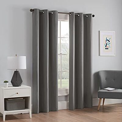 Eclipse Thermaback en Microfibre Grommet occultant fenêtre Panneau, Smoke, 84 cm - Publicité Eclipse Thermaback en Microfibre Grommet occultant fenêtre Panneau, Smoke, 84 cm - Publicité
