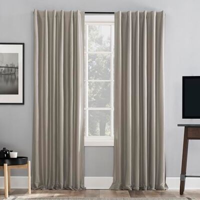 Sun Greyson Dupioni Panneau de Rideau Thermique occultant à Pattes arrière, 127 x 241,3 cm, Beige Pierre - Publicité Sun Greyson Dupioni Panneau de Rideau Thermique occultant à Pattes arrière, 127 x 241,3 cm, Beige Pierre - Publicité