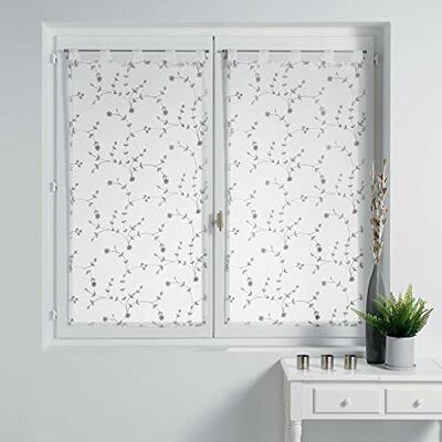 Douceur d'Intérieur , Paire Droite à Passants (2 x 60 x 160 cm) Petite Fleur Blanc/Gris, Voile Sablé Brodé - Publicité Douceur d'Intérieur , Paire Droite à Passants (2 x 60 x 160 cm) Petite Fleur Blanc/Gris, Voile Sablé Brodé - Publicité