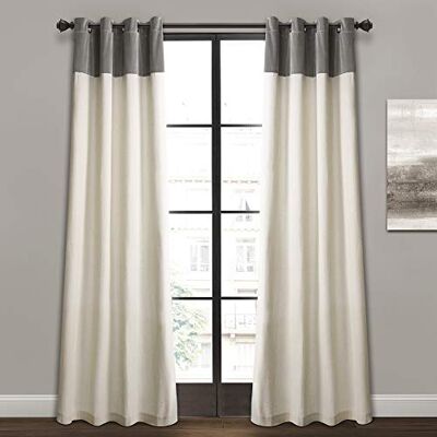 Lush Decor Milo Paire de Rideaux de fenêtre en Lin, 213,4 x 132,1 cm, Gris et Blanc cassé, Gris - Publicité Lush Decor Milo Paire de Rideaux de fenêtre en Lin, 213,4 x 132,1 cm, Gris et Blanc cassé, Gris - Publicité