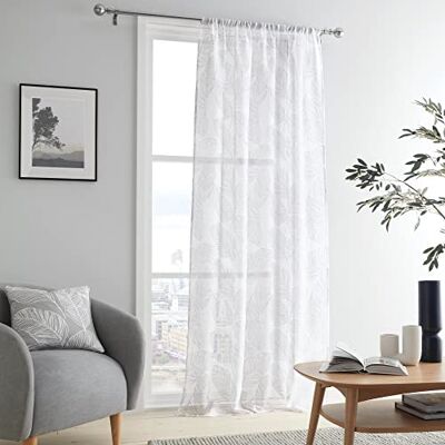 Fusion Rideau Voilage Simple pour fenêtres 140 x 122 cm Rideau en Voile pour Chambre/Salon Rideau Voilage Feuille/fougère Rideaux Transparents imprimés Feuilles en Gris Voilages intérieurs - Publicité Fusion Rideau Voilage Simple pour fenêtres 140 x 122 cm Rideau en Voile pour Chambre/Salon Rideau Voilage Feuille/fougère Rideaux Transparents imprimés Feuilles en Gris Voilages intérieurs - Publicité