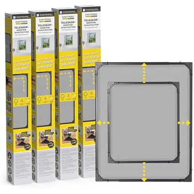 Protection moustiques télescopique EASYmaxx - Lot de 4 - anthracite - Publicité Protection moustiques télescopique EASYmaxx - Lot de 4 - anthracite - Publicité