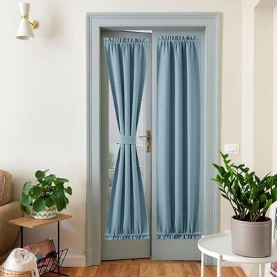 NICETOWN Rideau de Porte occultant uni pour Porte française de Style Rustique – Rideau de fenêtre à Isolation Thermique en Lin pour fenêtres, 1 Panneau, 63,5 x 183 cm (l x L), Bleu Brume - Publicité NICETOWN Rideau de Porte occultant uni pour Porte française de Style Rustique – Rideau de fenêtre à Isolation Thermique en Lin pour fenêtres, 1 Panneau, 63,5 x 183 cm (l x L), Bleu Brume - Publicité
