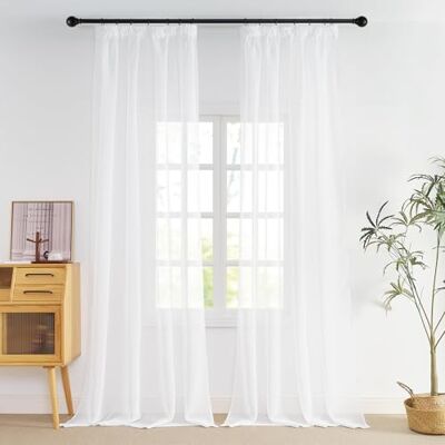 NICETOWN Rideaux Voilages Blanc Lot de 2, 140x245cm (Largeur x Hauteur) Galon Fronceur, Semi-Transparent Lumineux pour Porte Salon Chambre Maison, Décoration Fenêtre - Publicité NICETOWN Rideaux Voilages Blanc Lot de 2, 140x245cm (Largeur x Hauteur) Galon Fronceur, Semi-Transparent Lumineux pour Porte Salon Chambre Maison, Décoration Fenêtre - Publicité