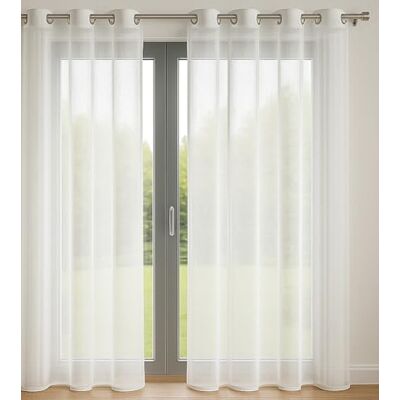 Le linge de Jules Lot de 2 Voilages Unis avec 8 œillets 140x240 cm Blanc Lumineux et décoratif Protège des Regards extérieurs - Publicité Le linge de Jules Lot de 2 Voilages Unis avec 8 œillets 140x240 cm Blanc Lumineux et décoratif Protège des Regards extérieurs - Publicité