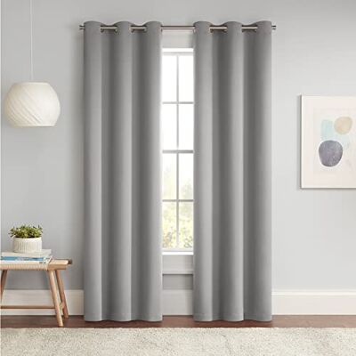 Eclipse Darrell Rideau de fenêtre occultant Thermique Moderne à œillets pour Chambre à Coucher ou Salon (1 Panneau), 94 x 213,4 cm, Gris - Publicité Eclipse Darrell Rideau de fenêtre occultant Thermique Moderne à œillets pour Chambre à Coucher ou Salon (1 Panneau), 94 x 213,4 cm, Gris - Publicité
