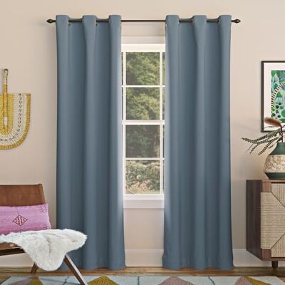Sun Easton Panneau de Rideau occultant écoénergétique à œillets, Polyester, Bleu Denim, 101,6 x 241,3 cm - Publicité Sun Easton Panneau de Rideau occultant écoénergétique à œillets, Polyester, Bleu Denim, 101,6 x 241,3 cm - Publicité