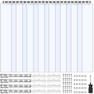 VEVOR Rideau Lanière PVC 1,2x2,1 m Rideau Lamelle Plastique Transparent de Porte, Lot de 8, Bande Isolation Thermique Coupe Vent, pour Portes de Chambres Froides, de Supermarchés, Garages, Entrepôts - Publicité VEVOR Rideau Lanière PVC 1,2x2,1 m Rideau Lamelle Plastique Transparent de Porte, Lot de 8, Bande Isolation Thermique Coupe Vent, pour Portes de Chambres Froides, de Supermarchés, Garages, Entrepôts - Publicité