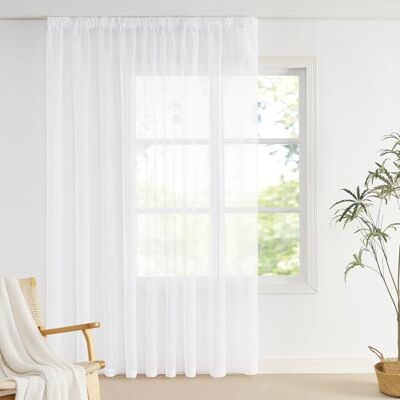NICETOWN Rideaux Voilages Blanc Lot de 1, 300x260cm (Largeur x Hauteur) Galon Fronceur, Semi-Transparent Lumineux pour Porte Salon Chambre Maison, Décoration Fenêtre - Publicité NICETOWN Rideaux Voilages Blanc Lot de 1, 300x260cm (Largeur x Hauteur) Galon Fronceur, Semi-Transparent Lumineux pour Porte Salon Chambre Maison, Décoration Fenêtre - Publicité