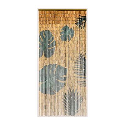 MOREL Rideau de Porte Bâtonnets de Bambou Peints, Dessin Feuilles Monstera et Palmier 90 x 200 cm - Publicité MOREL Rideau de Porte Bâtonnets de Bambou Peints, Dessin Feuilles Monstera et Palmier 90 x 200 cm - Publicité
