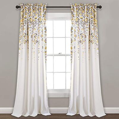 Lush Decor Lot de 2 Rideaux occultants pour fenêtre Motif Fleurs pleurantes Jaune et Gris 213,4 x 132,1 cm - Publicité Lush Decor Lot de 2 Rideaux occultants pour fenêtre Motif Fleurs pleurantes Jaune et Gris 213,4 x 132,1 cm - Publicité