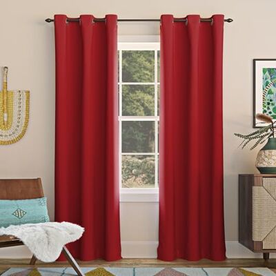 Sun Easton Panneau de Rideau occultant à économie d'énergie avec œillets 101,6 x 213,4 cm Rouge - Publicité Sun Easton Panneau de Rideau occultant à économie d'énergie avec œillets 101,6 x 213,4 cm Rouge - Publicité