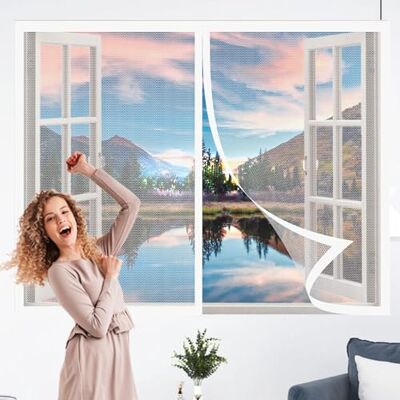 Sun Moustiquaire Magnétique pour Fenêtre 144 x 110 cm Sans Perçage Fermeture Automatique Sans Percer Facile à Installer pour Portes Fenêtres Balcon Séjour, Blanc - Publicité Sun Moustiquaire Magnétique pour Fenêtre 144 x 110 cm Sans Perçage Fermeture Automatique Sans Percer Facile à Installer pour Portes Fenêtres Balcon Séjour, Blanc - Publicité