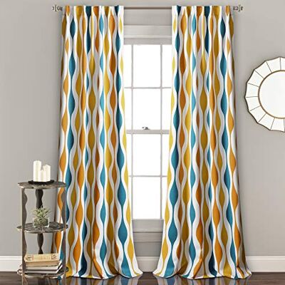 Lush Decor Paire de Rideaux de fenêtre filtrant la lumière géométrique du Milieu du siècle, 241,3 cm de Long x 132,1 cm de Large, Turquoise et Orange - Publicité Lush Decor Paire de Rideaux de fenêtre filtrant la lumière géométrique du Milieu du siècle, 241,3 cm de Long x 132,1 cm de Large, Turquoise et Orange - Publicité