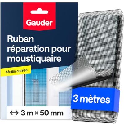 GAUDER Ruban réparation moustiquaire (3 m x 50 mm noir) Kit de réparation insectes en fibre de verre autocollant patch pour fenêtre, porte et véranda - Publicité GAUDER Ruban réparation moustiquaire (3 m x 50 mm noir) Kit de réparation insectes en fibre de verre autocollant patch pour fenêtre, porte et véranda - Publicité