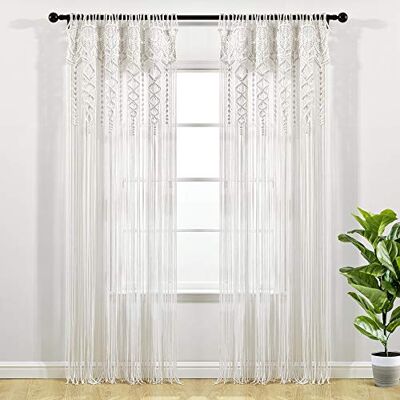 Lush Decor Rideau de fenêtre bohème en Coton texturé en macramé, 213,4 cm (L) x 101,6 cm (l) Blanc - Publicité Lush Decor Rideau de fenêtre bohème en Coton texturé en macramé, 213,4 cm (L) x 101,6 cm (l) Blanc - Publicité